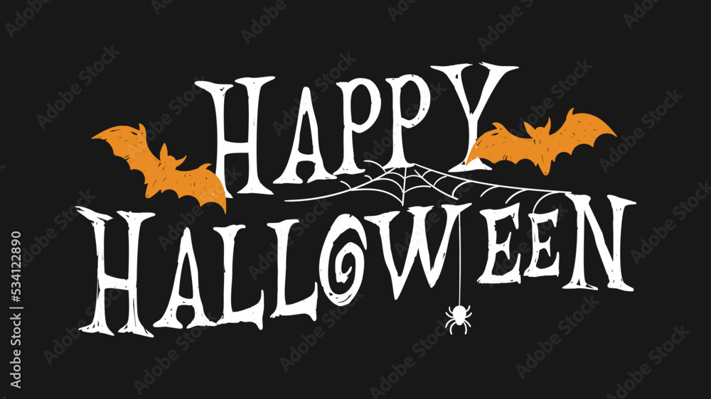 Obraz premium Happy Halloween vector lettering. Holiday calligraphy poster, greeting card, party invitation. Isolated illustration.