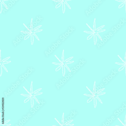 Hand Drawn Snowflakes Christmas Seamless Pattern. Subtle Flying Snow Flakes on chalk snowflakes Background. Awesome chalk handdrawn snow overlay. Sightly holiday season decoration. © Begin Again