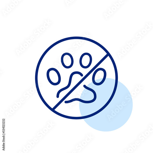 No pets allowed hotel and business premises icon. Crossed paw in a circle. Pixel perfect, editable stroke line