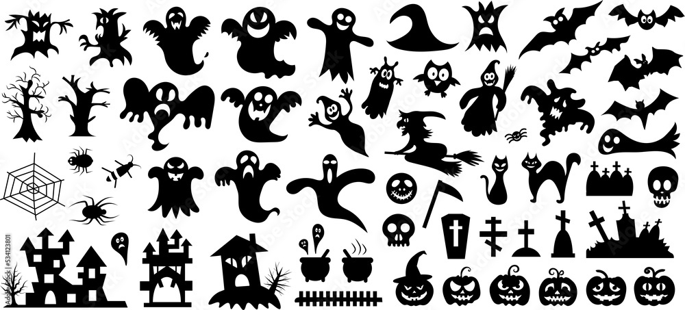 Big set of silhouettes of Halloween Big set of silhouettes of Halloween