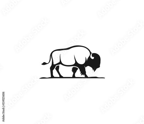 Bison Logo - Strength Leadership Symbol - Minimalist Bison Icon