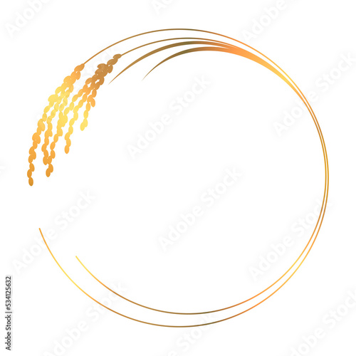 稲穂のフレームイラスト　黄金色