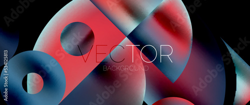 Geometric abstract panorama wallpaper background. Round shapes and circles, metallic color geometric shapes composition