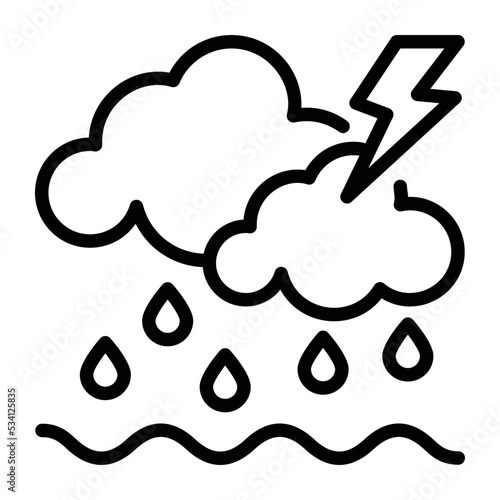 Rainstorm icon designed in outline style 