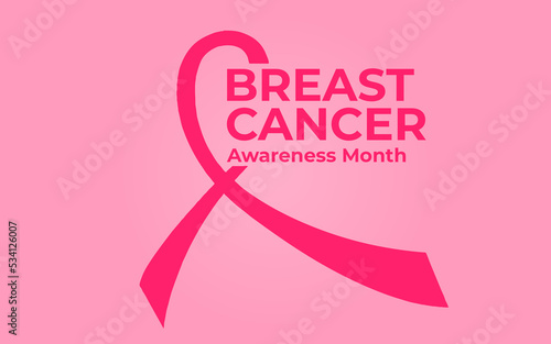 Breast Cancer Awareness Month Calligraphy. Realistic pink ribbon symbol. Breast Cancer Awareness Month Background.