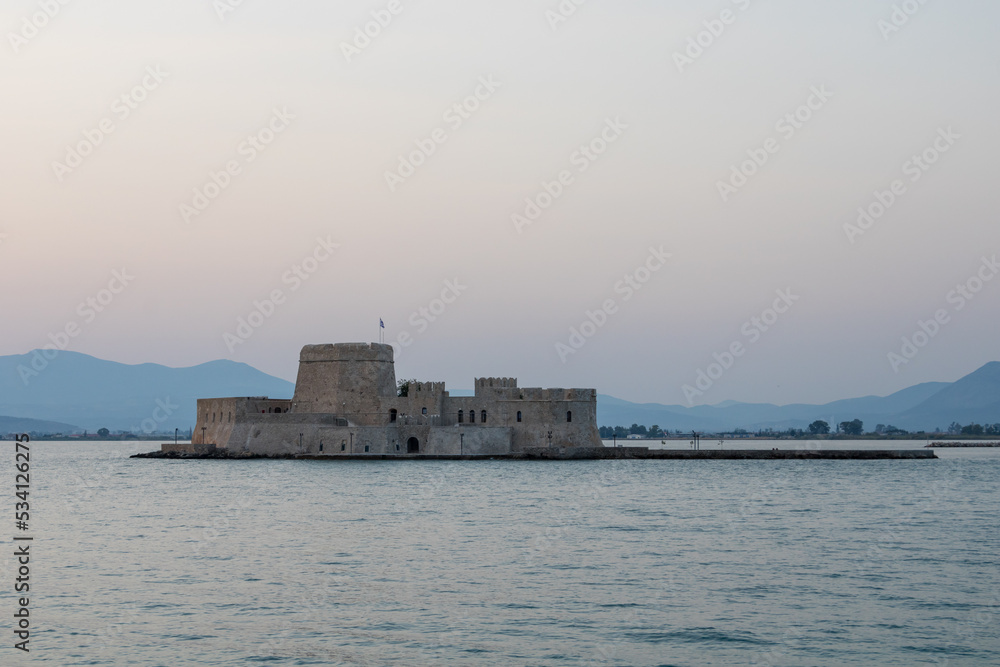 The fortress of Bourtzi in Nafplion Greece