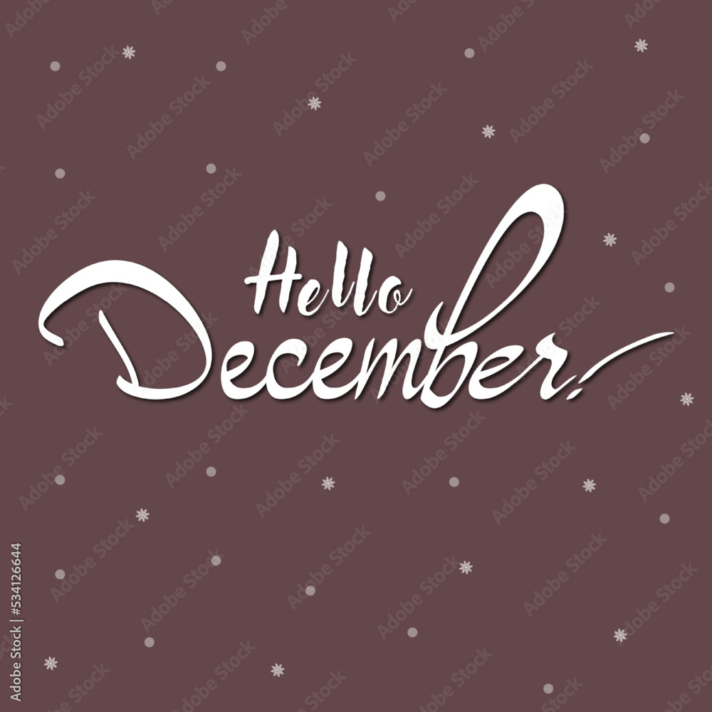Hello December lettering. Elements for invitations, posters, greeting cards Seasons Greetings