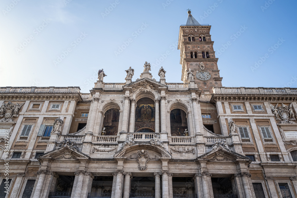Beautiful fasade of famous Medieval Catholic Church - Basilica of Santa Maria Maggiore in Rome. Beautiful fasade of famous Medieval Catholic Church - Basilica of Santa Maria Maggiore in Rome.