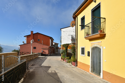 A small street between the houses of Frigento  a rural village in the province of Avellino in Italy. 