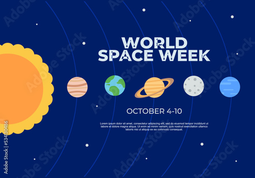 Word space week background with sun and planets.