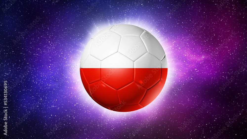Soccer football ball with Poland flag. Space background. Illustration