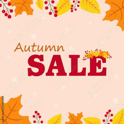 Autumn sale. Advertising banner. Vector illustration.