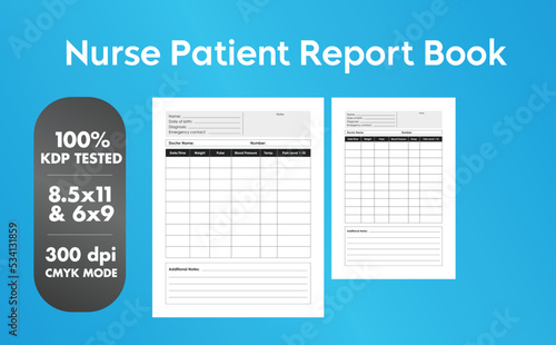 This is a Nurse Patient Report Book with the 2 most popular sizes 8.5x11 and 6x9. Fully ready to print.