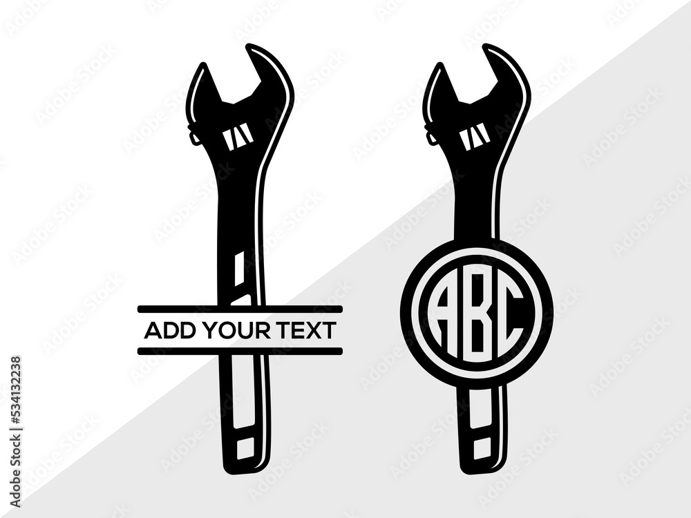 Wrench Monogram Svg Wrench Svg Circle Monogram Svg Adjustable Wrench