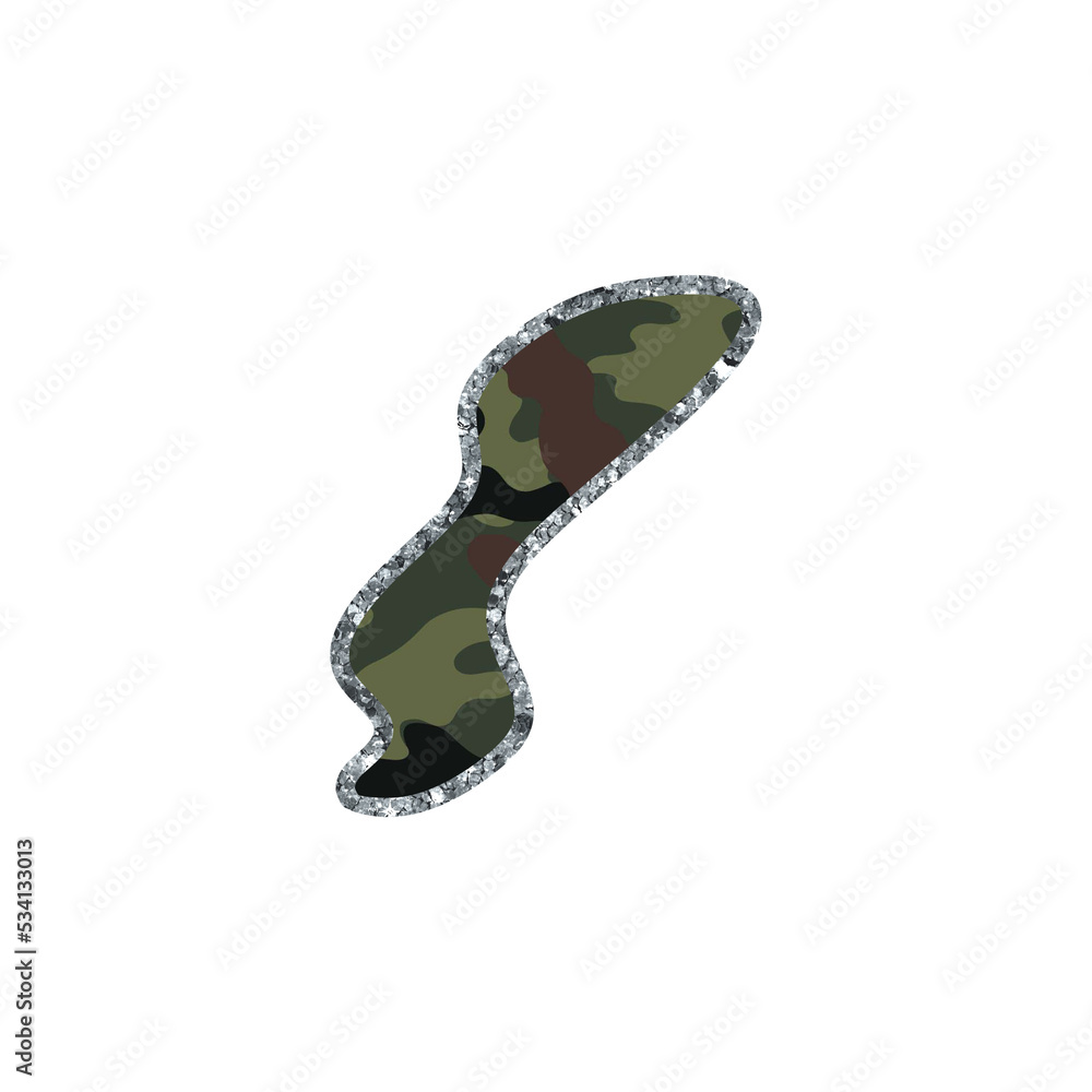Camouflage Pattern And Silver Shiny Glitter Outline Camouflage Pattern And Silver Shiny Glitter Outline