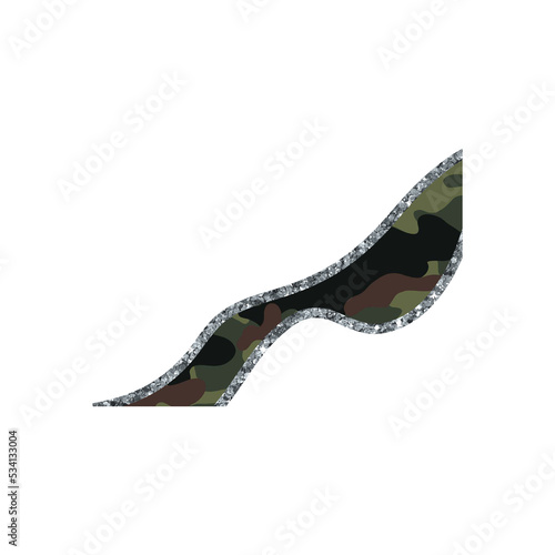 Camouflage Pattern And Silver Sparkling Glitter Outline