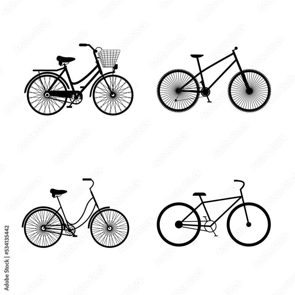 Obraz premium Collection of bicycle icons. Bicycles symbols vector.