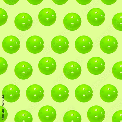 Obraz na płótnie Patern green pickleballs isolated on yellow background. w salonie