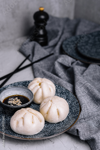 Steamed pork buns, chinese dim sum photo