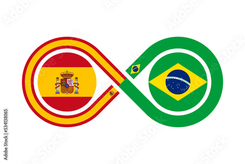 unity concept. spanish and brazilian portuguese language translation icon. vector illustration isolated on white background