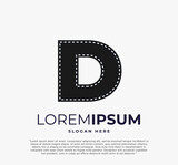 letter D logo for strip film vector illustration and white background