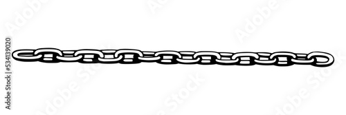 Chain as symbol of unity and cooperation. Sketch of metal chains. Vector illustration isolated in white background