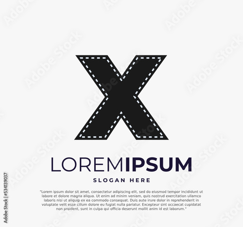 letter X logo for strip film vector illustration and white background