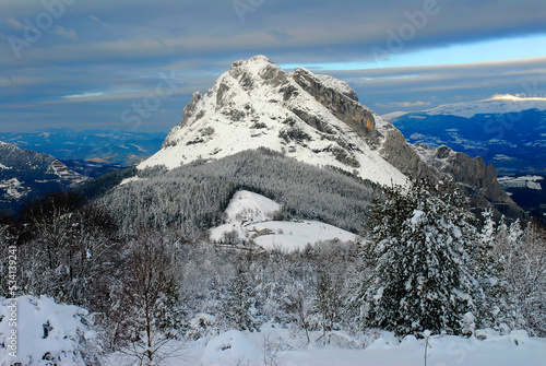 Snowy landscape with Mount ...
