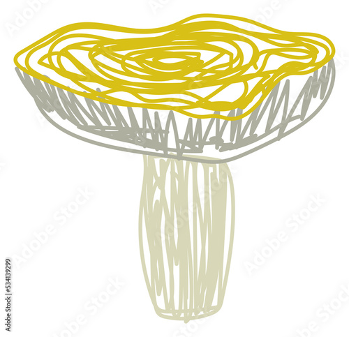 Russula mushroom. Hand drawn illustration. Pen or marker sketch
