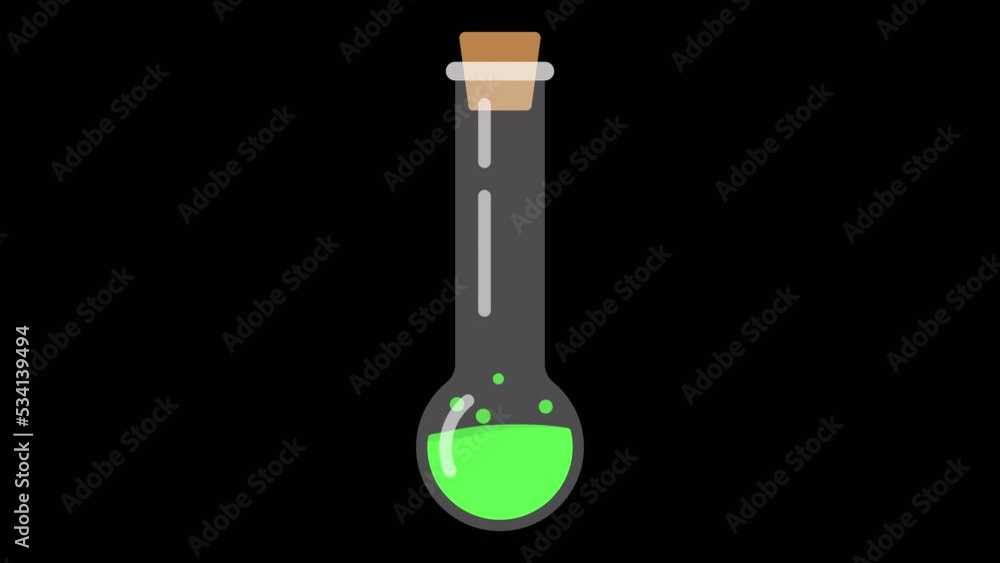 Looped animation which is shown Laboratory ware, Flask, Potion