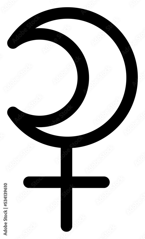 Selena planet symbol. Astrological calendar sign. Zodiacal black and