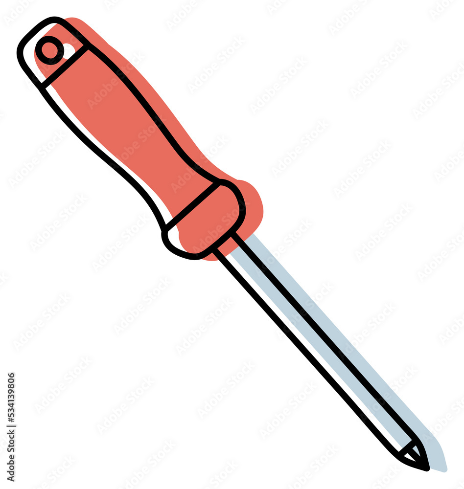 Cross head screwdriver sketch. Construction tool. Color instrument illustration Cross head screwdriver sketch. Construction tool. Color instrument illustration