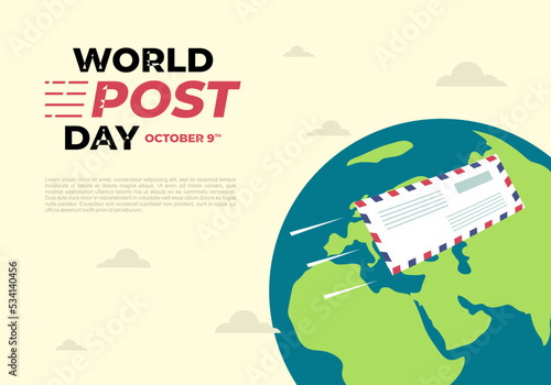World post day background with letter on earth celebrated on october 9th.