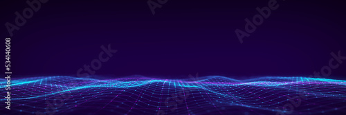 3D digital dynamic wave. Flow digital structure. Secure cybersecurity data connection. Cyber technology background. 3D rendering.