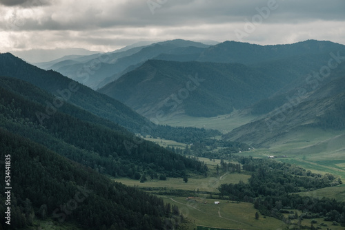 View from the Chike-Taman Pass in the Altai Republic