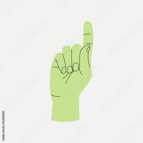 Set of gestures colourful human hands counting. Fingers expressing the numbers 1. Showing fingers to count from one to five. Voting and pointing, hi-five, number one finger, election vote.