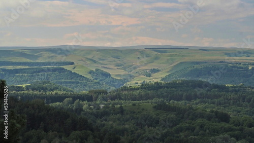 Panoramic views from the Big Saddle and Small Saddle mountains. Kislovodsk, North Caucasus, Russia.