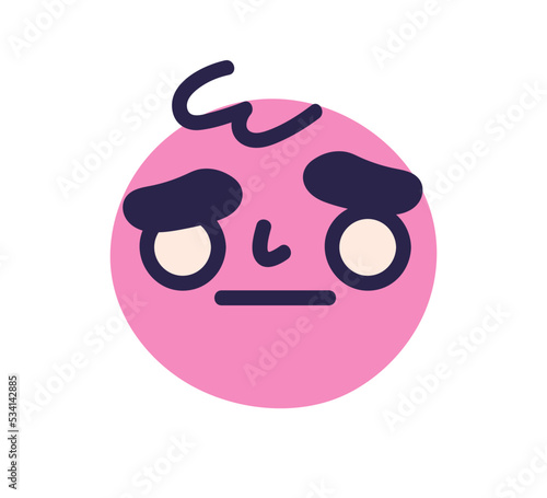 Confused puzzled sad emoji with mute embarrassed emotion. Face avatar, emotic...