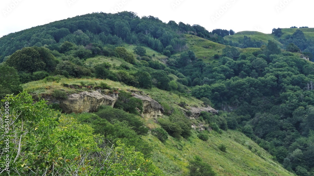 Panoramic views from the Big Saddle and Small Saddle mountains. Kislovodsk, North Caucasus, Russia.