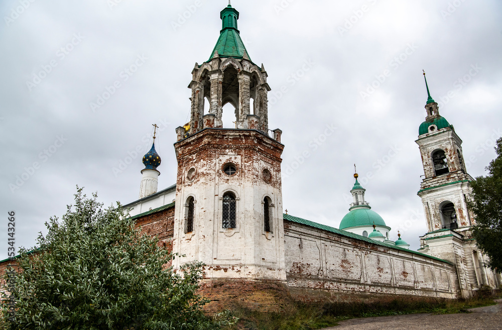 ancient houses, churches and fortresses made of white stone of Rostov Veliky