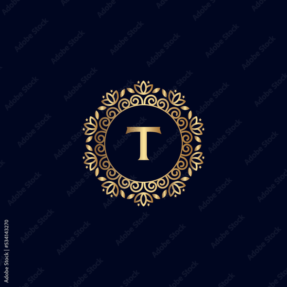 Obraz premium GOLD ROYAL LOGO BEAUTY LUXURY LETTER T