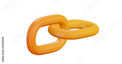 3D cartoon user interface illustration of a chain linked or link or chain icon on an isolated background. With studio lighting and a gradient colourful texture. 3D rendering