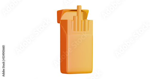 3D cartoon user interface illustration of a pack of cigarettes icon on an isolated background. With studio lighting and a gradient colourful texture. 3D rendering