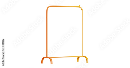 3D cartoon user interface illustration of a cloths rail icon on an isolated background. With studio lighting and a gradient colourful texture. 3D rendering