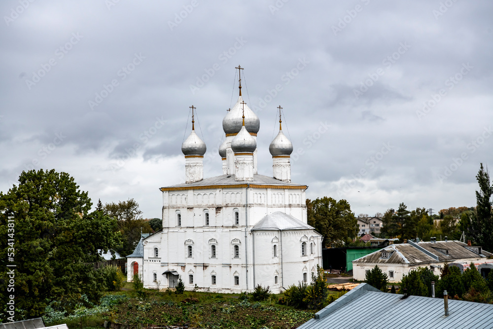 fragments of the ancient Kremlin and the white stone cathedral of Rostov the Great
