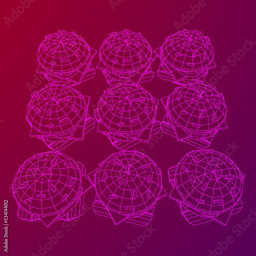 Hamburger or cheeseburger wireframe low poly mesh