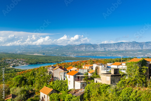 Panoramic view of town of Dobrinj on the Island of Krk in Croatia