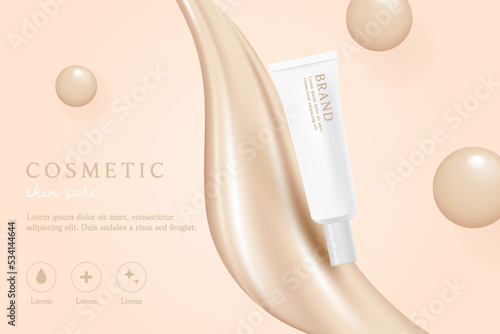 liquid foundation and cosmetics product ads template.