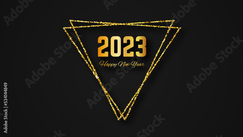 2023 Happy New Year gold background