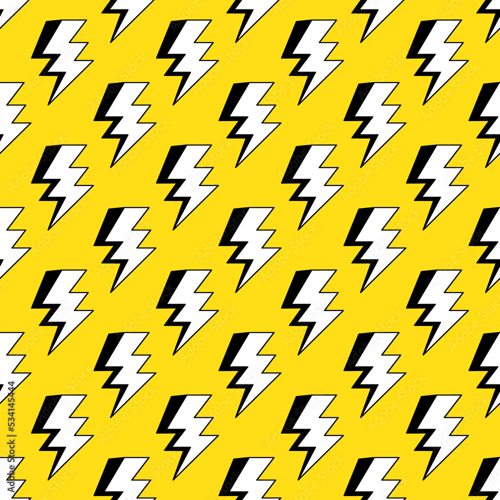 Lightning seamless pattern. Yellow background with electric lightning  bolts. Thunder vector pattern, wallpaper. Bolt symbol background. Stock  Vector | Adobe Stock